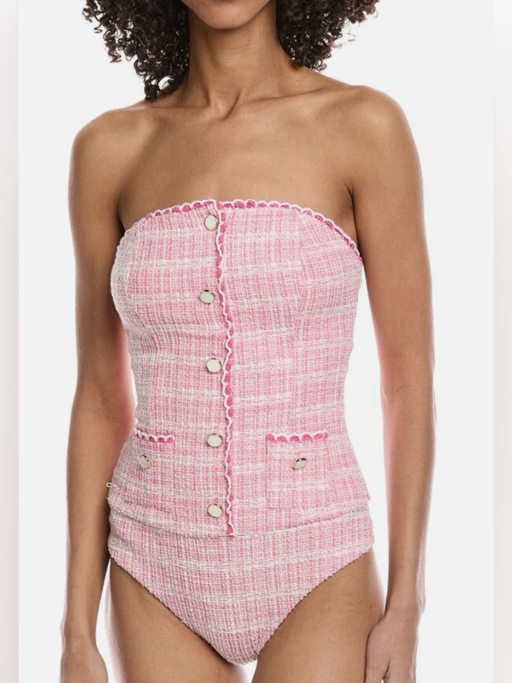 SIMKHAI Natalie One-Piece Pink Tweed NWT $345  size Medium